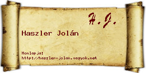 Haszler Jolán névjegykártya